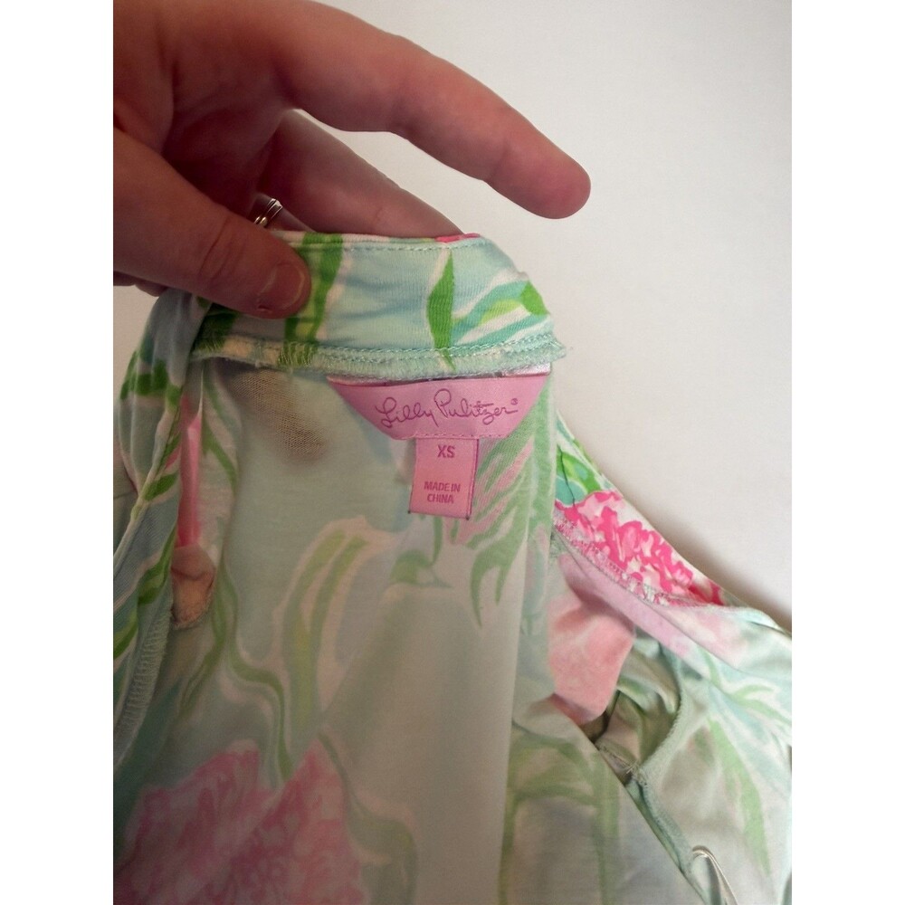 Lilly Pulitzer MERIDIAN WRAP DRESS IN POOLSIDE BLUE GOING STAG SIZE XS - Picture 8 of 10